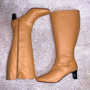 Coup d’ etat wide calf heeled boots. Size 12M